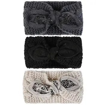 

3pcs Vintage Twist Knitted Headband Woolen Headwrap Hair Band Headwear for Women (Black, Beige, Grey)