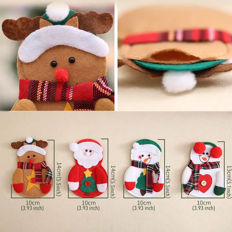 Для волос(4 предмета), Рождество, держатель для вилки, ножа сумки Санта Клаус Снеговик Олень рождественское столовые приборы держатель карманы мешочки для посуды, столовых приборов, Рождественский Декор для дома