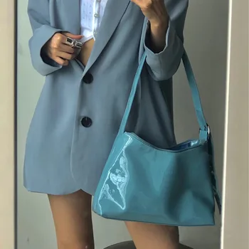 

2020 Women Hand Bag Patent Leather Single Shoulder Crossbody Bags Satchel Armpit Package Fashion Elegant Style Baguette Handbags