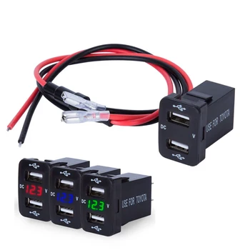 

12V 4.2A Dual USB Ports Car Charger Socket Voltmeter Power Adapter For Toyota Brand New And High Quality