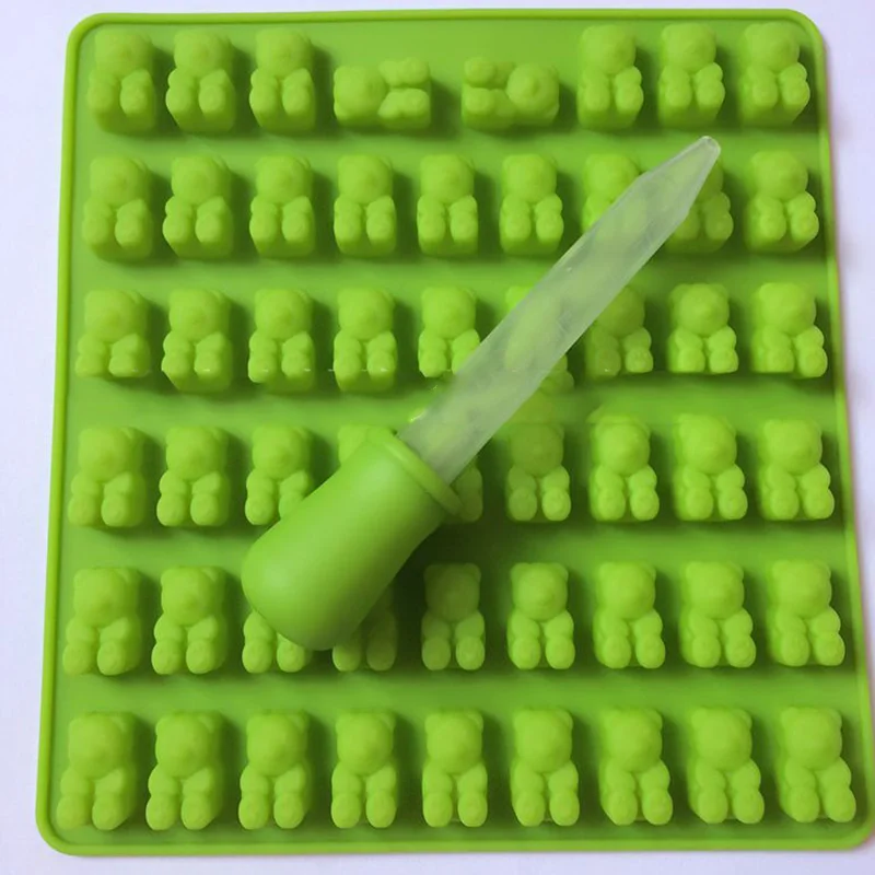 green bear 20 силиконовые полости Gummy Snake Worms шоколадная форма сахар конфеты форма для желе рюмки из льда лоток Форма для пирога инструменты для украшения - Цвет: green bear