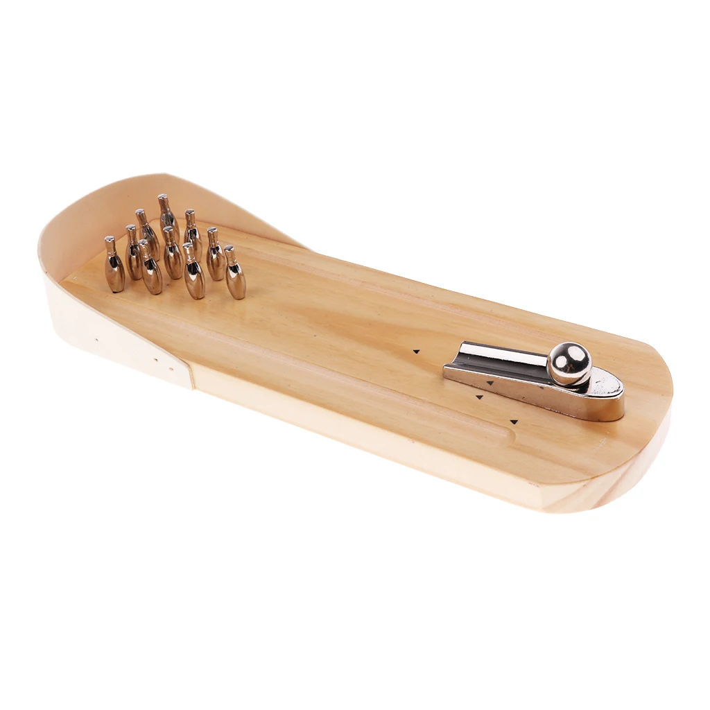 Wooden Mini Bowling Game Set With Lane-Mini Tabletop Bowling Toy