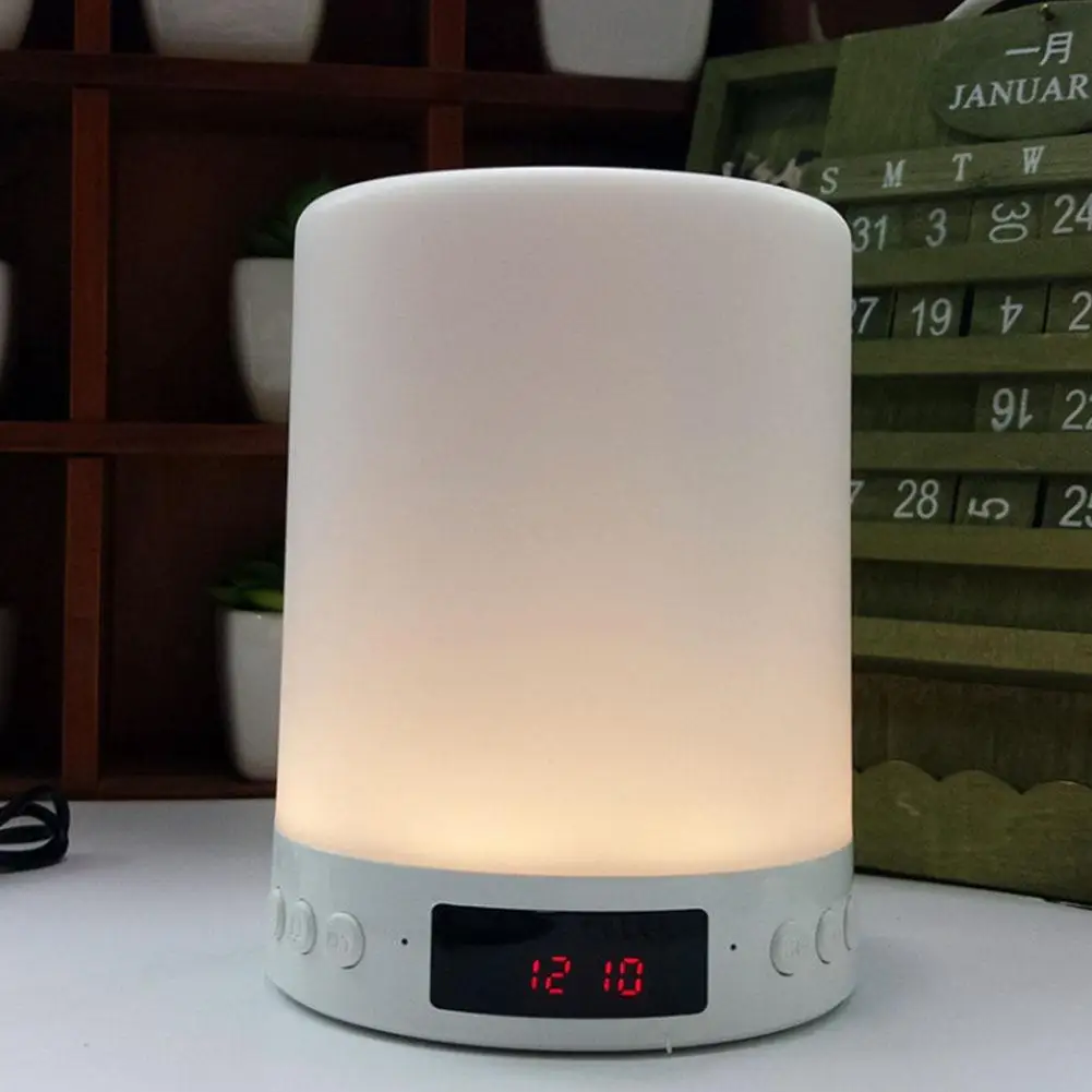 5 в 1 перезаряжаемая портативная прикроватная лампа Tacile настольная лампа Bluetooth динамик музыка USB FM радио Будильник цифровой светодиодный светильник
