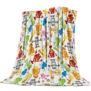 

Colour Robot Soft Throw Blanket Blanket Cartoon Fleece Blanket Sofa/Bed/Plane Travel Plaids Bedding Towel
