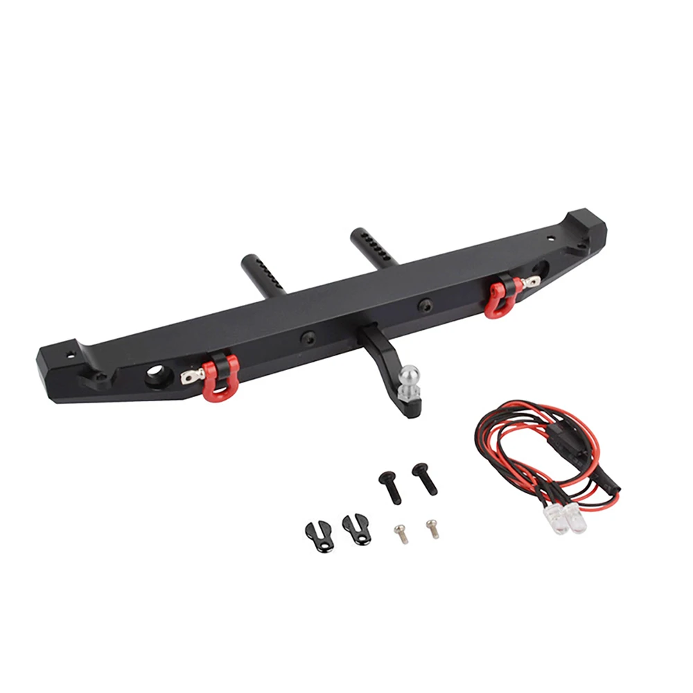 RC Car Aluminum alloy Metal Rear Bumper Set Hitch Shackles For with Headlight Trailer Hook TRX-4 Axial SCX10 II 90046 Crawler