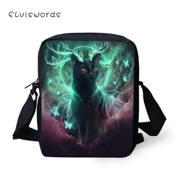CDWX4051E ELVISWORDS модные женские сумки-мессенджеры Kawaii кошки шаблон девушки крест тела сумки мультфильм животных принты Путешествия Мини кошельки - Цвет: CDWX4051E