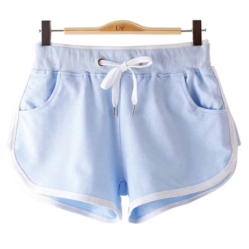 blue 7 color cotton new women shorts running sports panties sexy biker shorts female gym clothing drop shipping - Цвет: blue