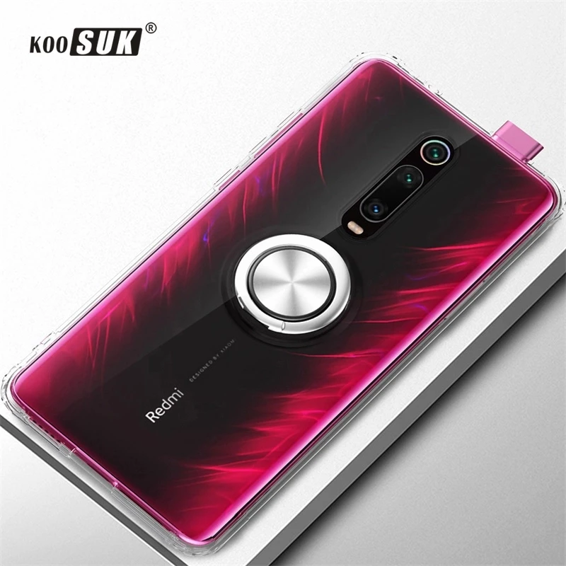

Luxury Transparent Magnetism Soft Phone Cases For Xiaomi Mi 9T Pro Cover with Finger Ring Holder For Xiaomi Mi 9T Pro Coque