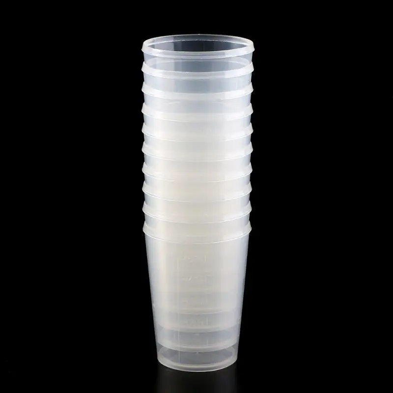10Pcs 50ml Plastic Laboratory Bottle Lab Test Measuring Container Cups Plastic Liquid Measuring Cups