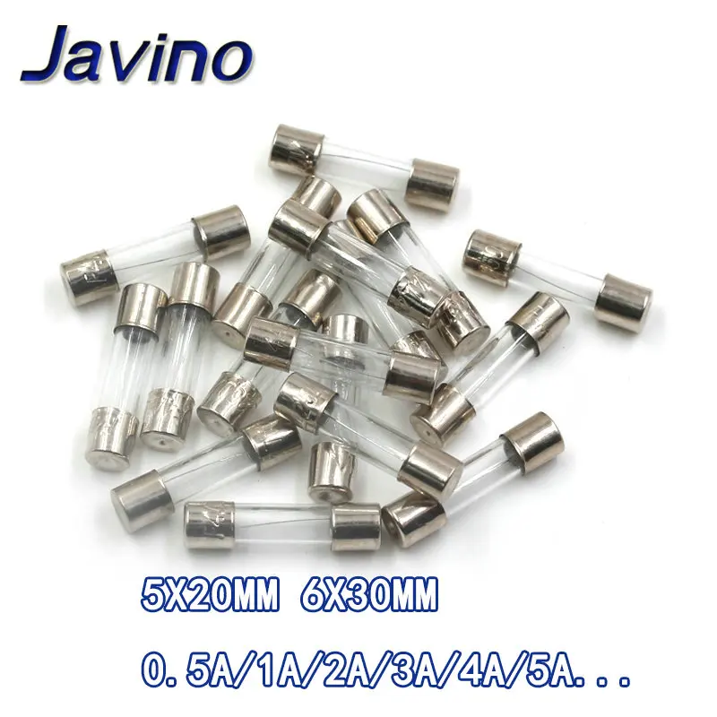 

10pcs/lot One Sell 5*20mm 6*30mm Fast Blow Glass Tube Fuses 5x20 6x30 mm 250V 0.5 1 2 3 4 5 6 8 10 15 20 25 30 A AMP Fuse