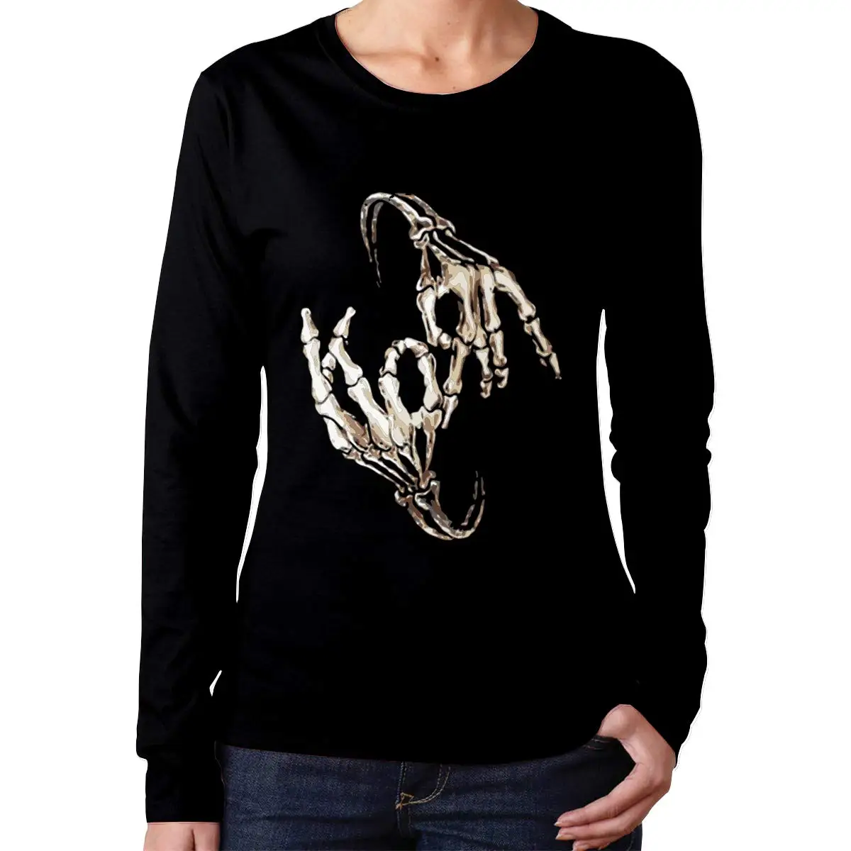 TSDFC Korn Cotton s Long SleeveHot Women's Tshirts Black |