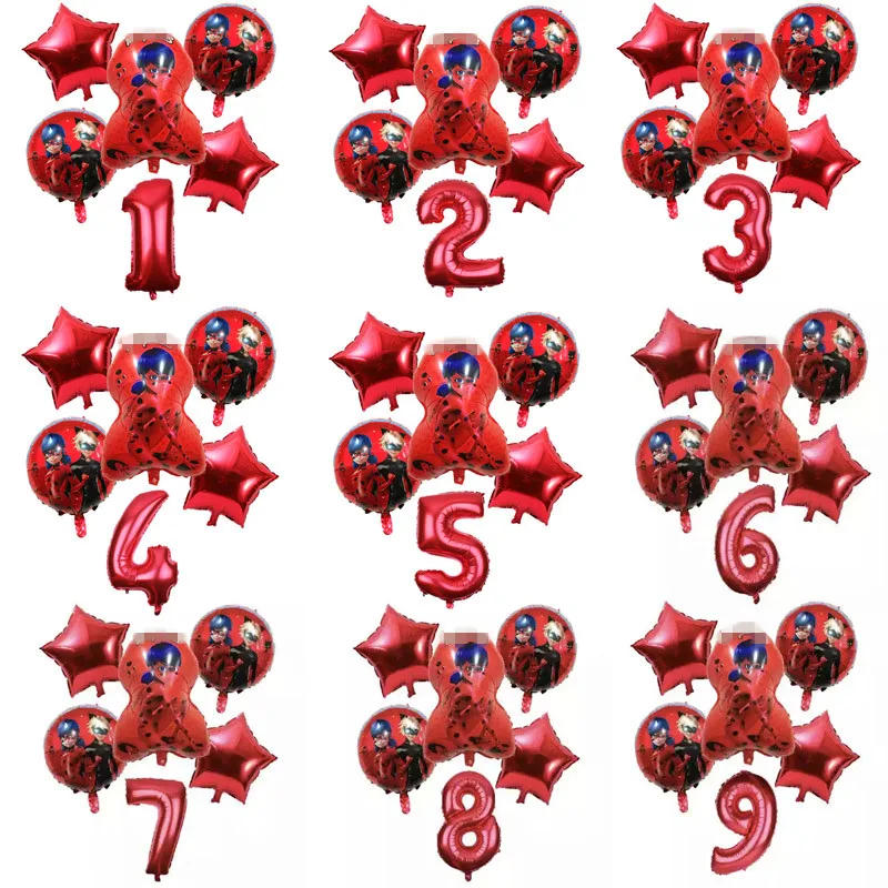 6 шт./лот, популярные воздушные шары из фольги в виде божьей коровки, украшения для дня рождения, гелиевый Майларовый шар в виде божьей коровки и 32 дюйма