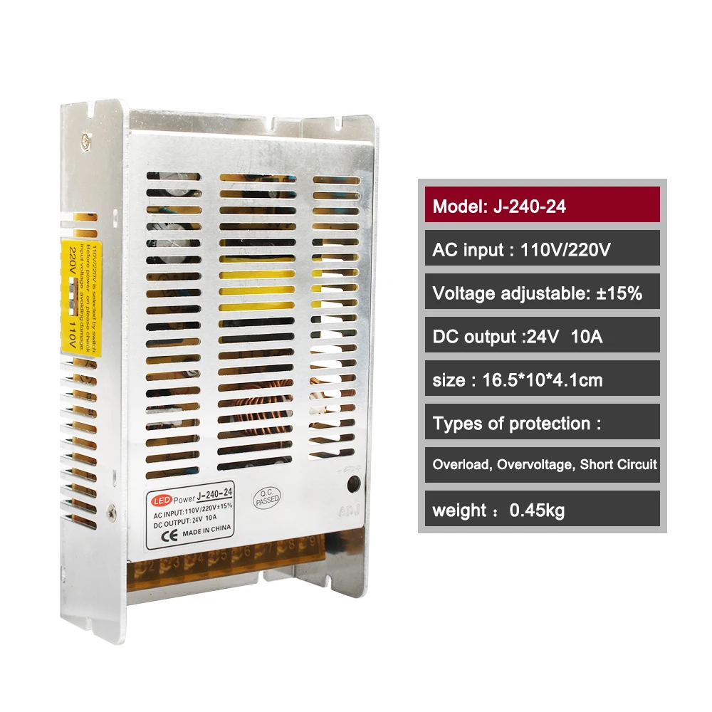 DIANQI J-240-24 24V 10A 240W импульсный источник питания Светодиодная лента светильник