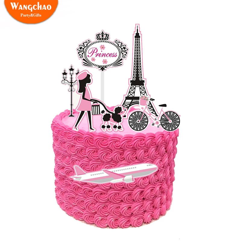 

Romantic Lipstick Perfume 21st Happy Birthday Travel The World Theme Cake Topper Princess Pink Decoration Party Supplies