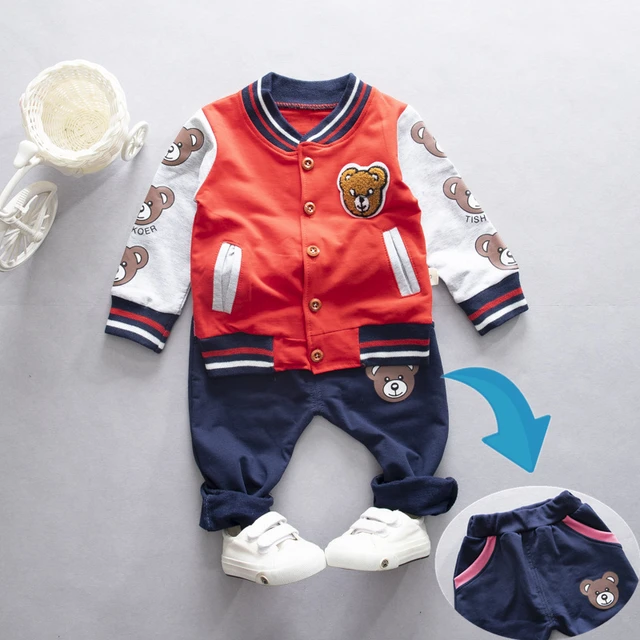 Fashion Children Clothing Spring Autumn Baby Girl Clothes Set Boys Cotton Jacket Pants 2 Pieces Toddler Costume Kids Tracksuits XH bangqiufu F Red