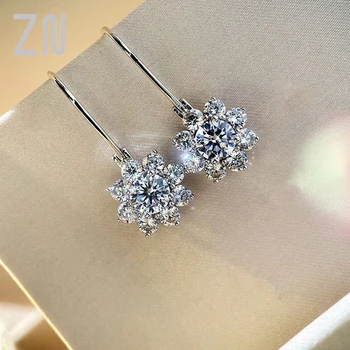 

ZN Exquisite Luxury S925 Sterling Silver Material Ear Hook Earrings For Women Full Fire Color Sunflower Women's Earrings