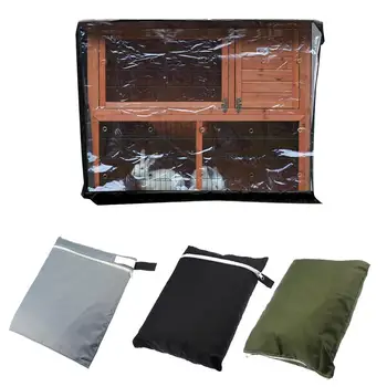 

4FT Double Layer Rabbit Cage Dust Cover Waterproof 210D Oxford Cloth UV Protective Multi-function Hutch Rabbit Cage Covers 30E