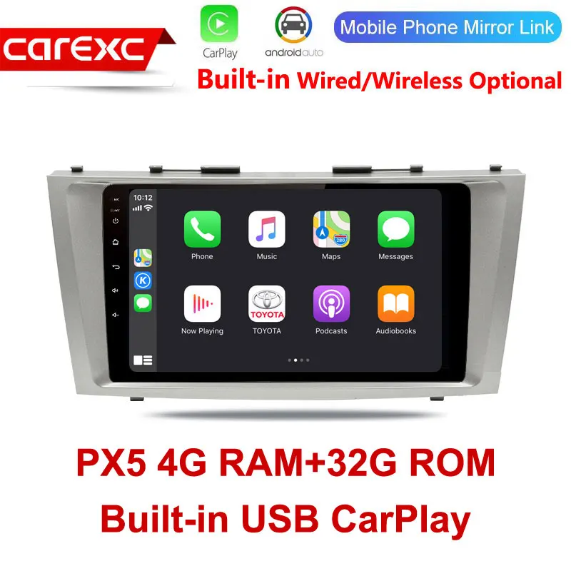CarExc Авторадио Android 9,0 автомобильный Muiltmedia плеер для Toyota Camry 2007-2011 радио встроенный CarPlay с gps-навигацией без DVD - Цвет: PX5 32G ROM Wired