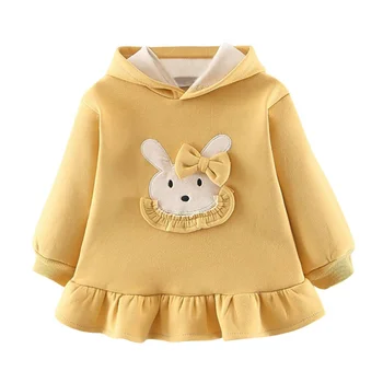 

Baby Girl Dress Autumn Winter Long Sleeve Hoodies Thick Warm Sweet Rabbit Dresses for Girls Children's Clothing Kids Clothes