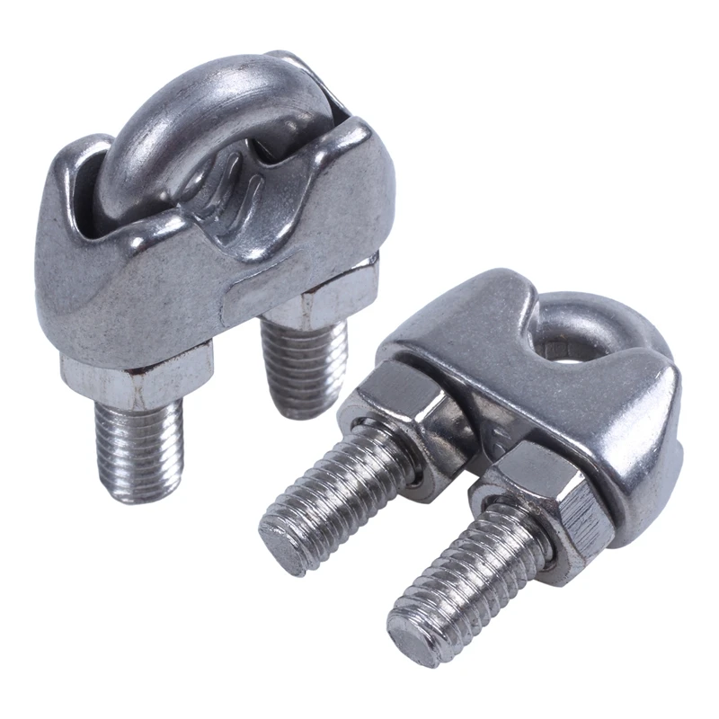 

Hot Sale 6mm 1/4 Inch Stainless Steel Wire Rope Cable Clamp Clips 12pcs