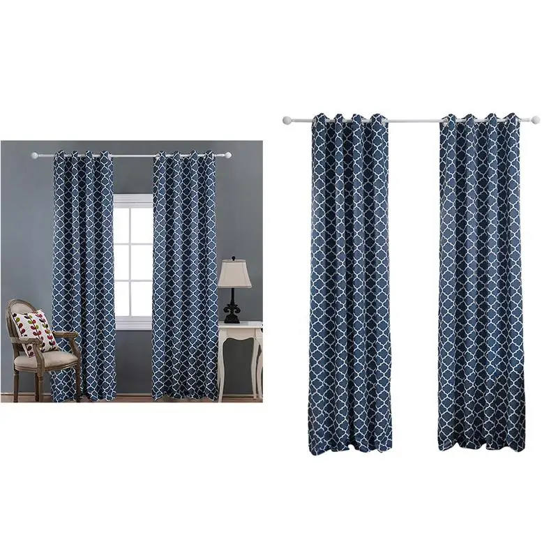 Household Bathroom Printed Shade Curtain Polyester Bathroom Curtains(Blue 132x213cm) 3 Size Practical