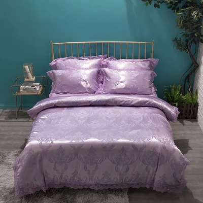 Oshines Luxury Jacquard Decoration Europe Style Set Of Bed Linens Double Bed Cover 220/240 cmElastic Sheet King And Queen Size L - Цвет: Ou Dian style