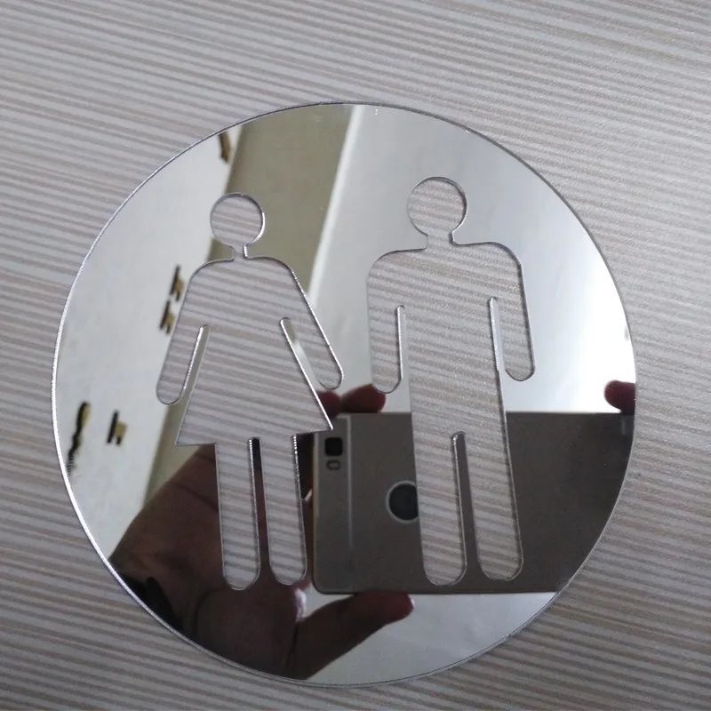 10x10 см Туалет 3D DIY круглой формы знак мужчины/женщины WC ванная комната зеркало у входа стикер стены знак двери Декор стены аксессуары