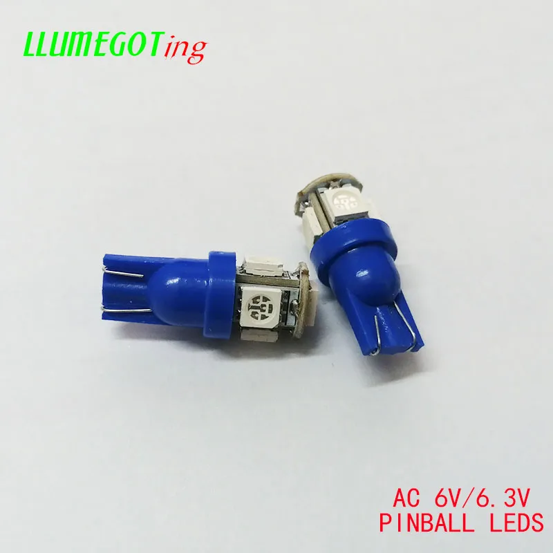 50 шт. 194 T10#555 клин с 5x SMD 5050 светодиодный AC DC 6,3 V 6V несколько цветов неполярный Bally пинбол игровой автомат светильник лампа