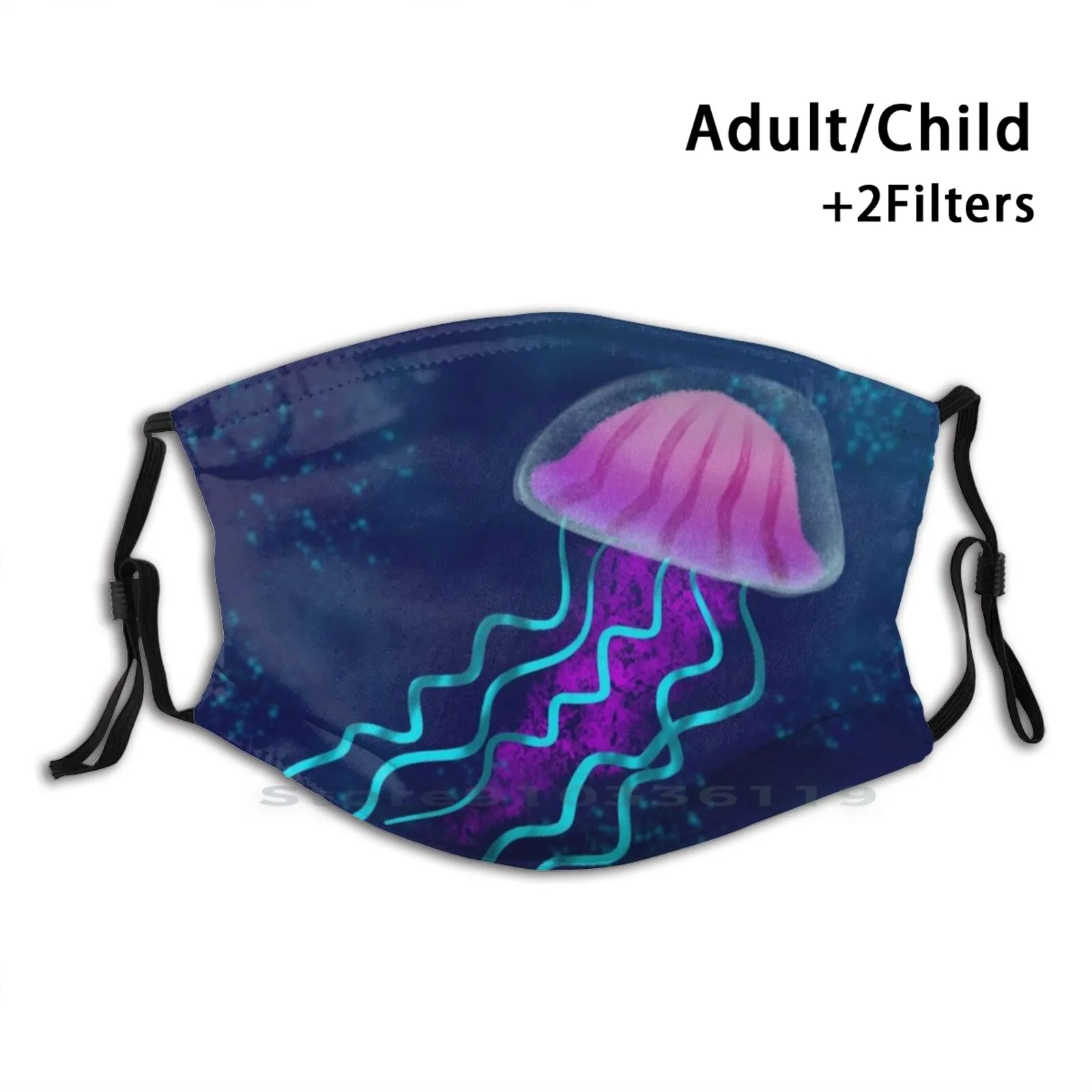 

Jellyfish Design Anti Dust Filter Washable Face Mask Kids Jellyfish Jelly Fish Sea Water Ocean Marine Animal Animals Glow Glow