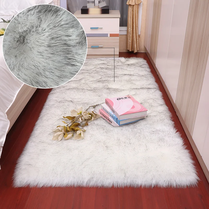 80x120cm/70x180cm Shaggy Fluffy Rug Faux Fur Fake Wool Carpet Floor Mat Cushion 