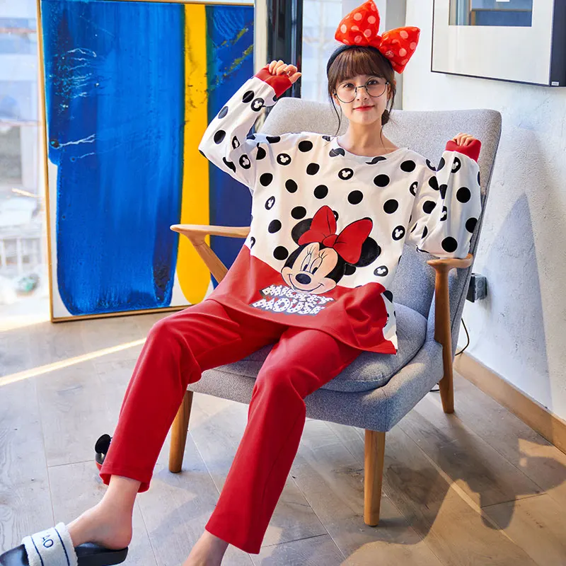 Disney 100% Хлопковая пижама костюм осенняя одежда для сна хорошего качества с