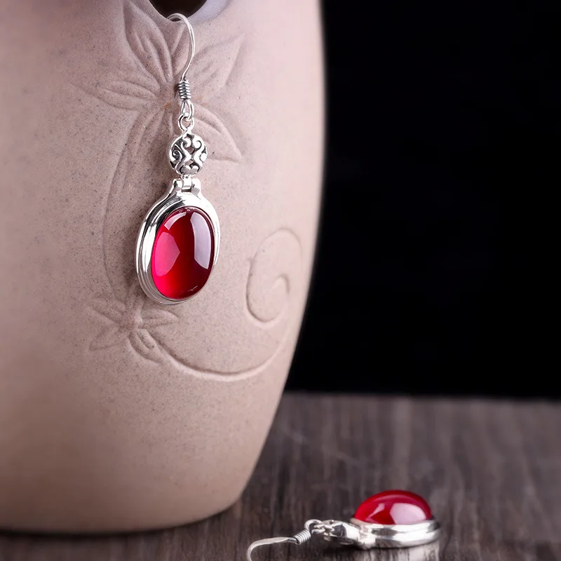 Серьги из корунда в форме капли воды без угли для женщин, настоящее 925 пробы, серебряные серьги в виде цветка, ярко-розовые драгоценные камни, хорошее ювелирное изделие E1546