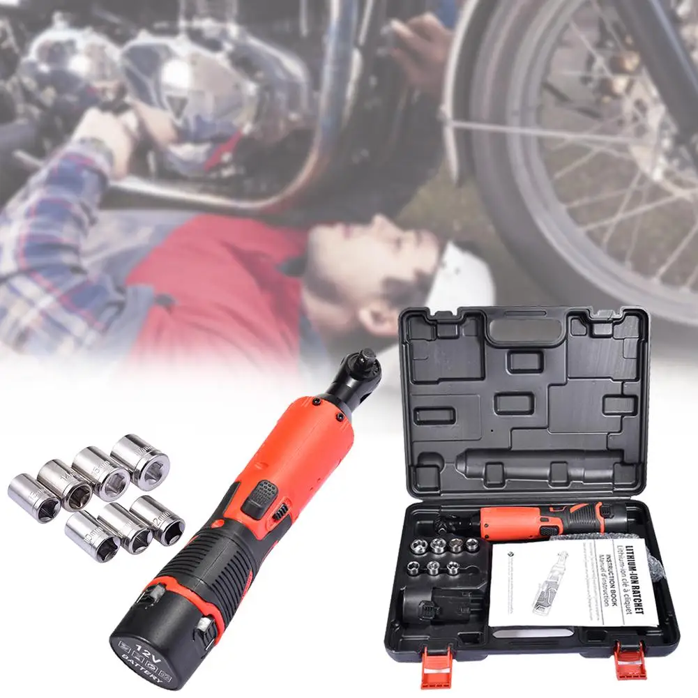 

Newst 3/8'' Electric Ratchet Wrench With Two Rechargeable Lithium-Ion Battery Kit Cordless 12V With Sockets Tools Power Tools