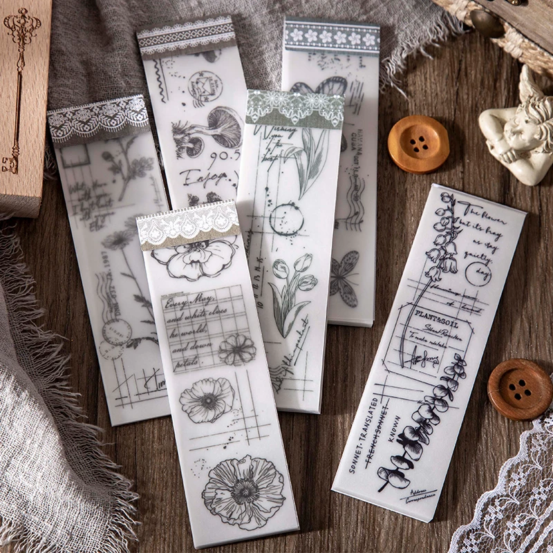 Dimi 30 Sheets Vintage Sulfuric Acid Paper Memo Pads for Scrapbooking Journal Decoration DIY Background Paperlaria Stationery