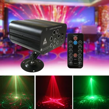 

8 Holes 128 Patterns LED Disco Light Voice Control Music RGBW Laser Projector 18W LED DJ Stage Light For Wedding Party KTC Bar