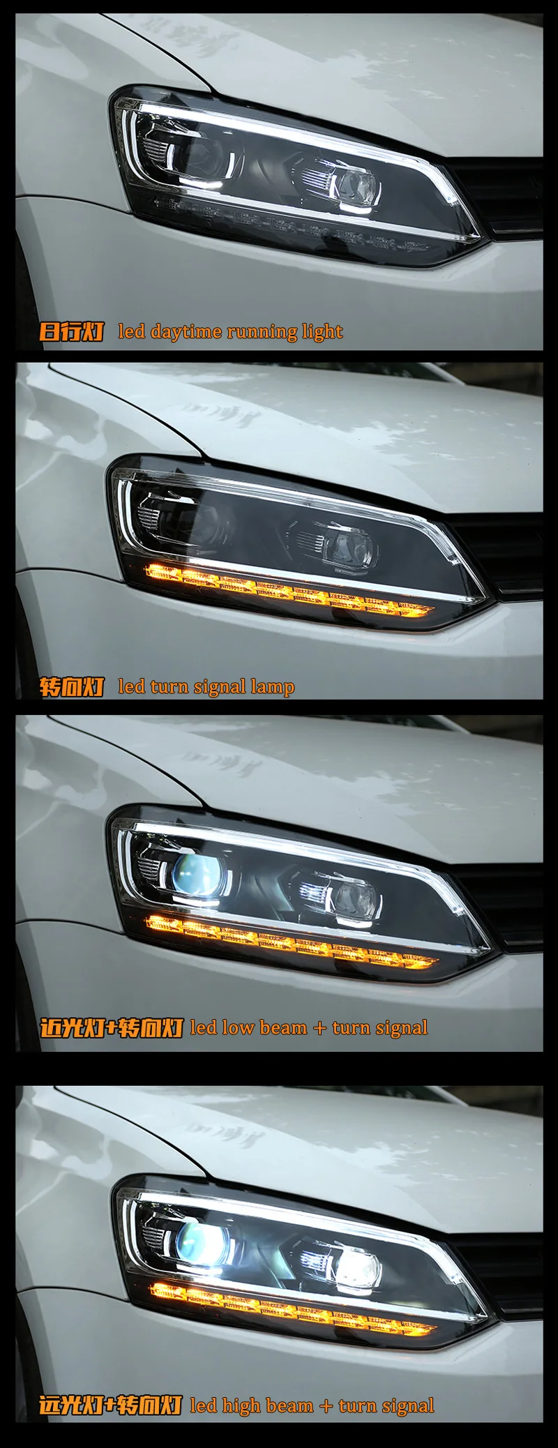 Автомобильный Стайлинг светодиодный фонарь для VW Polo, фара для Volkswagen Polo 2009~ светодиодный DRL движущийся сигнал поворота