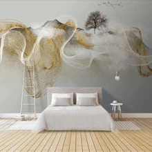 Пользовательские Настенные обои 3D современный дзен светильник Роскошные абстрактные чернила пейзаж фон декоративная картина на стену живопись