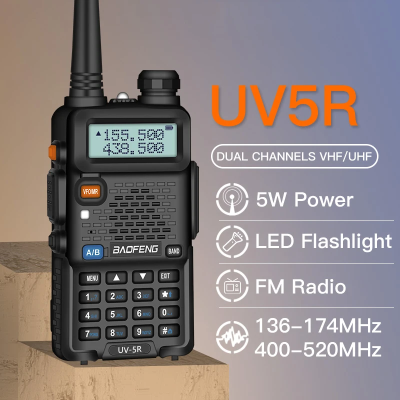 

Walkie Talkie 2pcs Professional CB Radio Station Baofeng Transceiver 5W VHF UHF Portable UV 5R Hunting Ham Radio Baofeng UV-5R