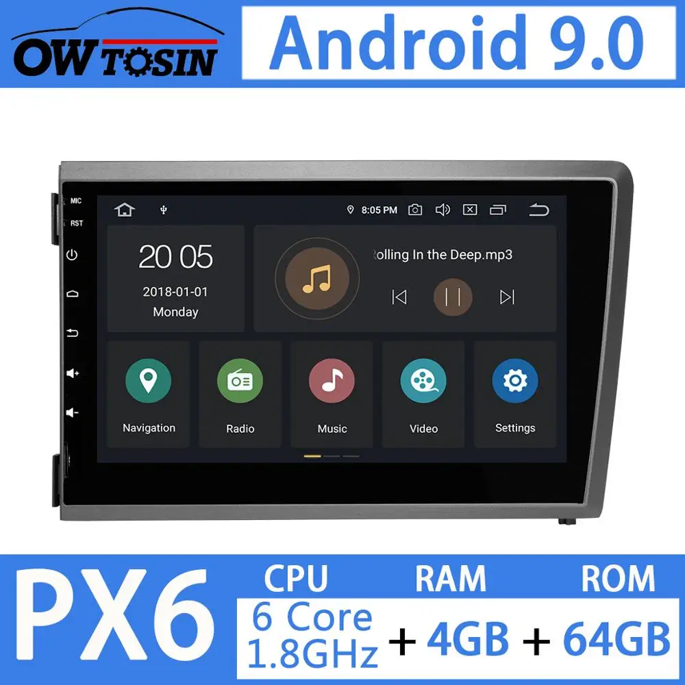 " PX6 4G+ 64G Android 9,0 автомобильный мультимедийный плеер gps навигация компактное минирадио CarPlay WiFi для Volvo S60 V70 XC70 Автомагнитола