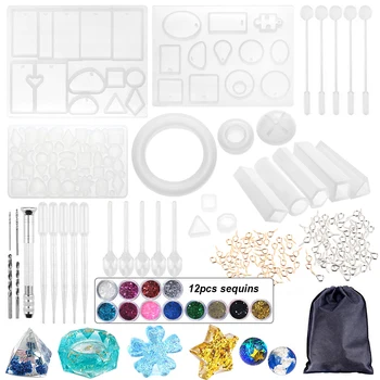 

Resin Molds DIY Silicone Casting Molds And Tools Set Black Storage Bag For Diy Jewelry Craft Making YB090M100