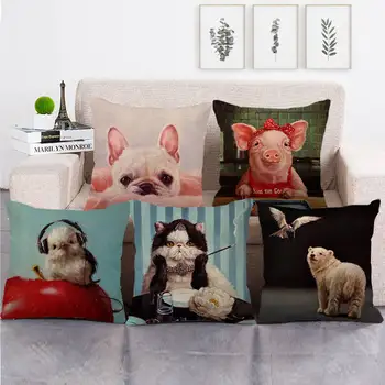 

45cm*45cm pig design linen/cotton throw pillow covers couch cushion cover home decor pillow