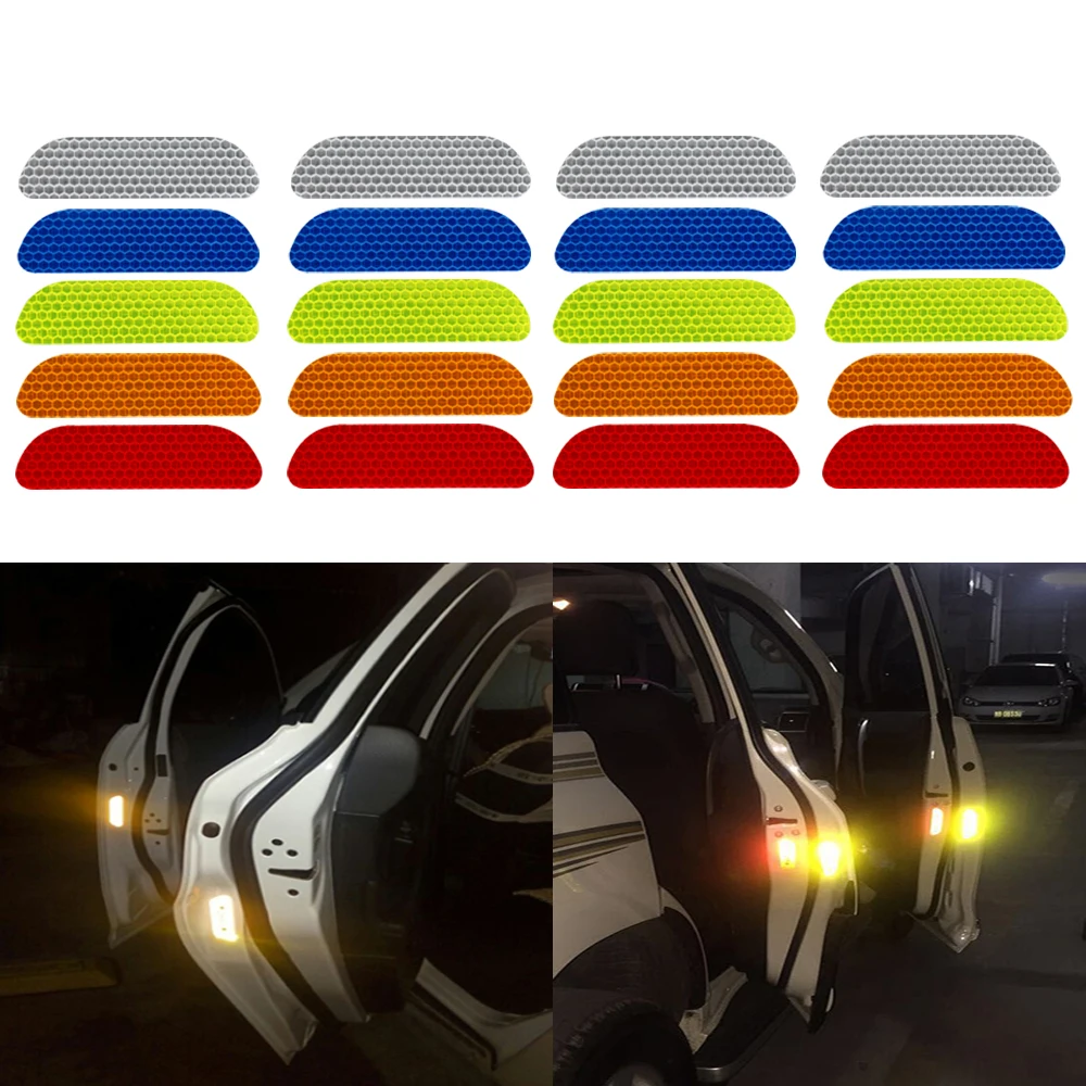 LEEPEE Car Door Edge Wheel Reflective Strips Eyebrow Safety Mark Reflective Stickers Decal Warning Stickers