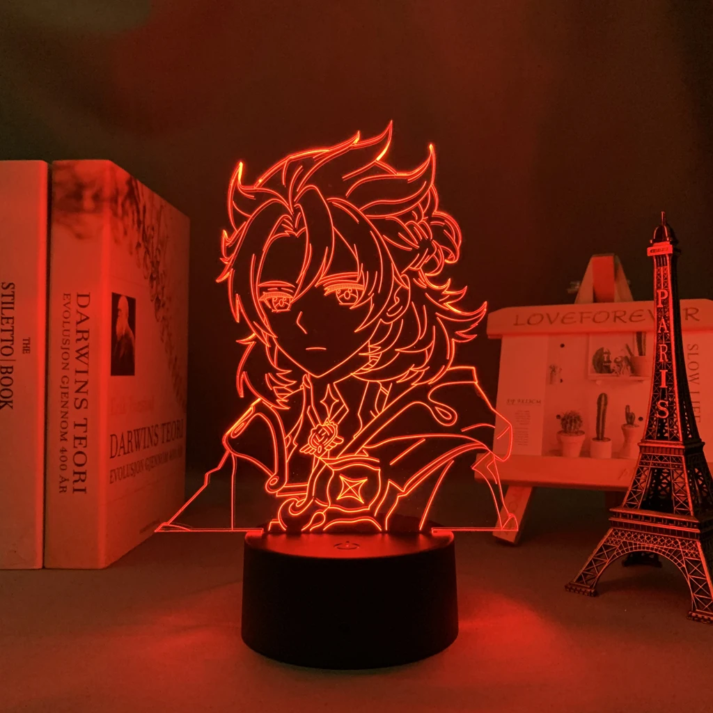 Game Led Night Light Genshin Impact Albedo Figure for Room Decor Kids Birthday Gift Genshin Impact Table Led Night Lamp