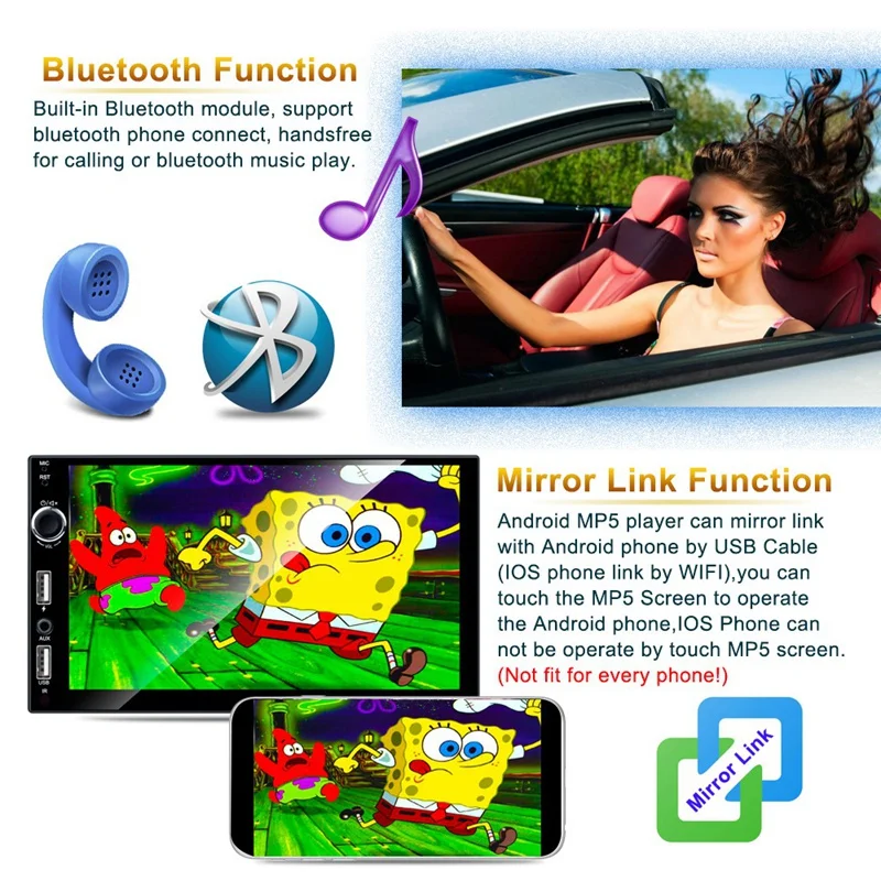 Автомобильный плеер для Android 8,1 16G память Wifi Gps 7 дюймов нажатие на экран Кнопка Hd Автомобильный Bluetooth Mp5 плеер