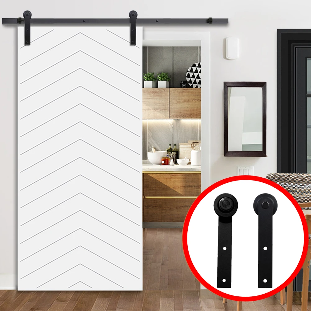 Sliding Barn Door Hardware Kit Top Mounted Hanger Track Black