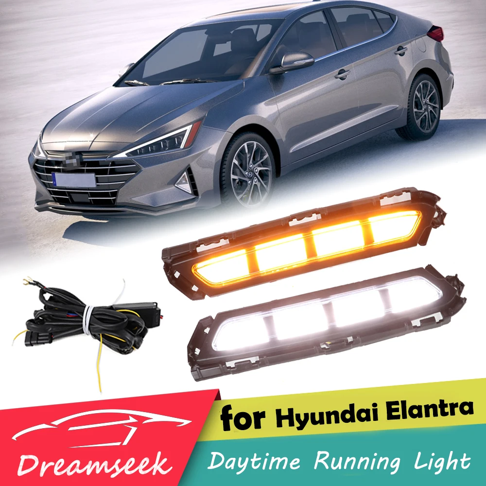 Светодиодный дневной светильник DRL для hyundai Elantra, дневной ходовой светильник с указателем поворота