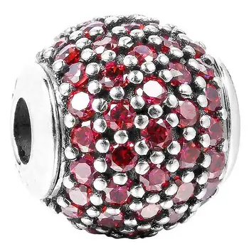 

Top Quality 925 Sterling Silver Bead Charm PASSION with fancy red cubic zirconia Beads Fit Pandora ESSENCE Bracelet Diy Jewelry