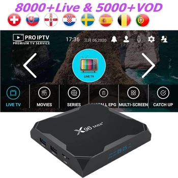 

Dutch iptv TV Box Android 9.0 X96 MAX PLUS 8K 4GB 64GB 8000+Live 5000+ VOD Arabic Netherlands ES Norway Romania IPTV Channels