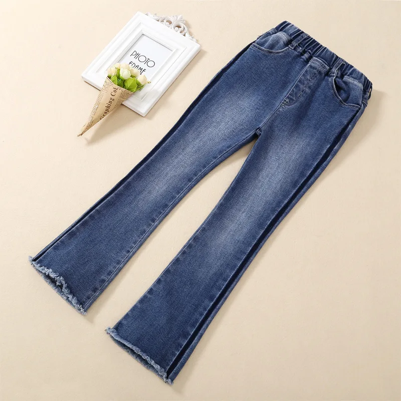 

Jeans for Girls 2019 New Striped Kids Leggings for Children Girls Boot Cut Pants Solid Girls Enfant Denim Pants Kids Trousers