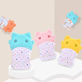 

Baby Teether Gloves Teething Molar Toy For Newborn Toddler Infant Anti-Bite Silicone Dot/Cat Pattern Bite Chew Teether Toys 1Pcs